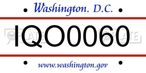 IQO0060 District Of Columbia License Plate