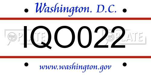 IQO022 District Of Columbia License Plate
