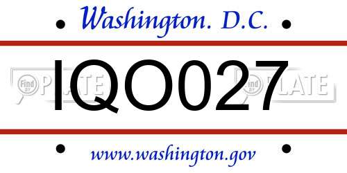 IQO027 District Of Columbia License Plate