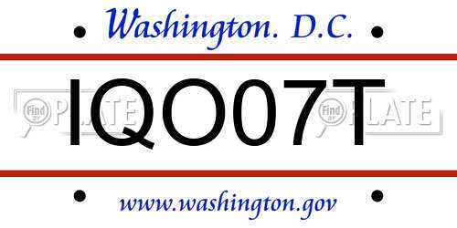 IQO07T District Of Columbia License Plate