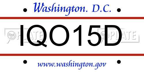 IQO15D District Of Columbia License Plate