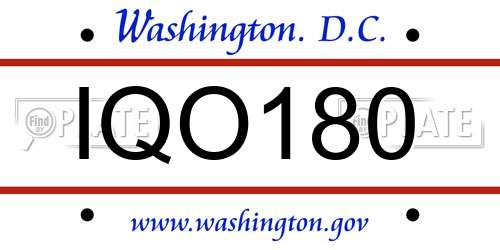 IQO180 District Of Columbia License Plate