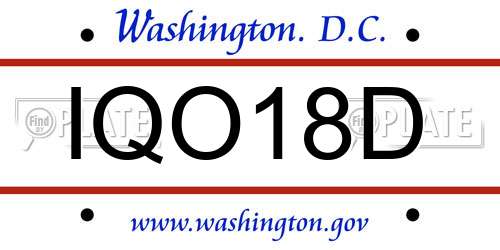 IQO18D District Of Columbia License Plate