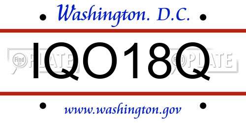 IQO18Q District Of Columbia License Plate