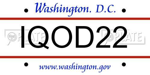 IQOD22 District Of Columbia License Plate