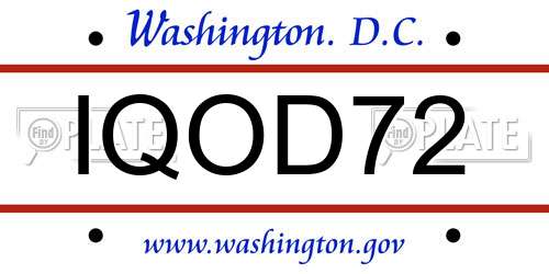 IQOD72 District Of Columbia License Plate