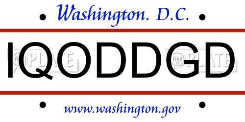 IQODDGD District Of Columbia License Plate