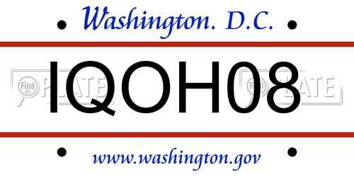 IQOH08 District Of Columbia License Plate