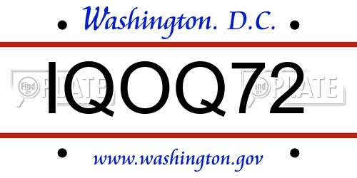 IQOQ72 District Of Columbia License Plate