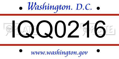 IQQ0216 District Of Columbia License Plate