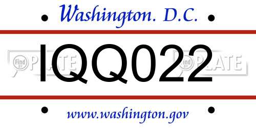 IQQ022 District Of Columbia License Plate
