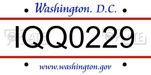 IQQ0229 District Of Columbia License Plate