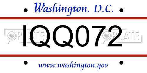 IQQ072 District Of Columbia License Plate