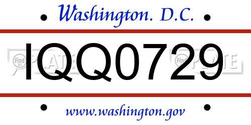 IQQ0729 District Of Columbia License Plate