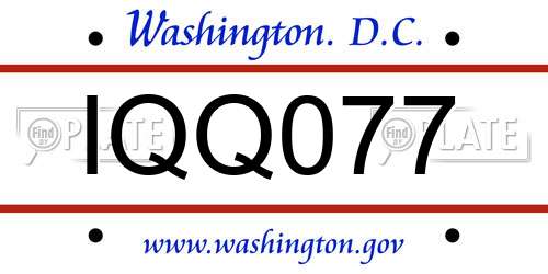 IQQ077 District Of Columbia License Plate