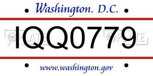 IQQ0779 District Of Columbia License Plate