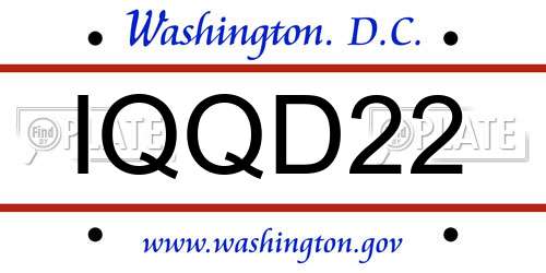 IQQD22 District Of Columbia License Plate