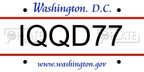 IQQD77 District Of Columbia License Plate