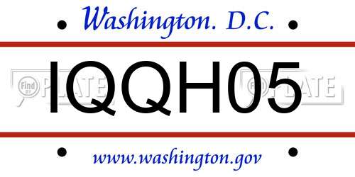 IQQH05 District Of Columbia License Plate