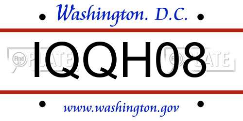 IQQH08 District Of Columbia License Plate