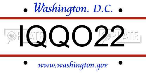 IQQO22 District Of Columbia License Plate