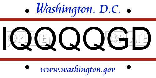 IQQQQGD District Of Columbia License Plate