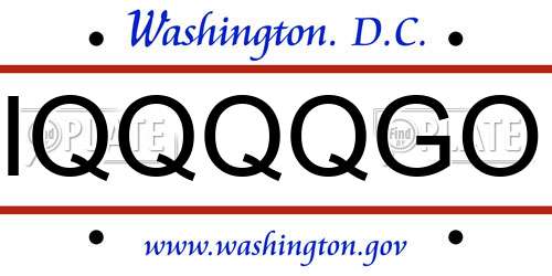 IQQQQGO District Of Columbia License Plate