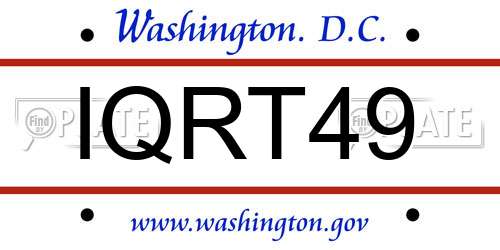 IQRT49 District Of Columbia License Plate