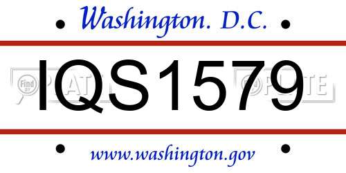 IQS1579 District Of Columbia License Plate