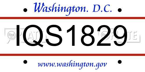 IQS1829 District Of Columbia License Plate