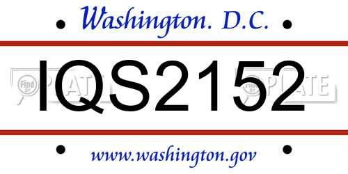 IQS2152 District Of Columbia License Plate
