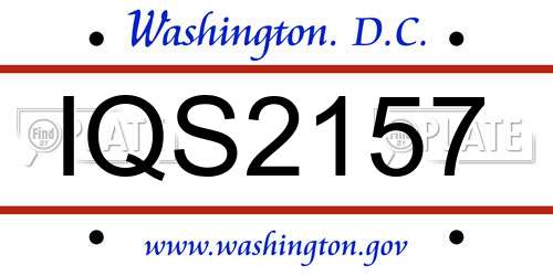 IQS2157 District Of Columbia License Plate