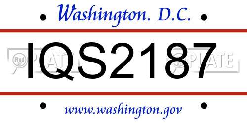 IQS2187 District Of Columbia License Plate
