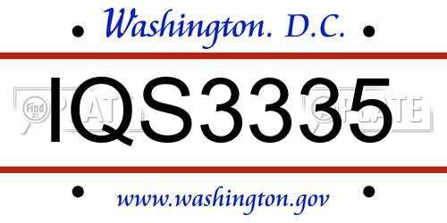 IQS3335 District Of Columbia License Plate