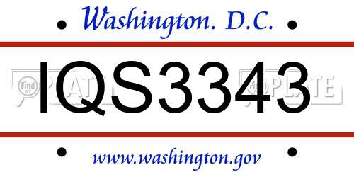 IQS3343 District Of Columbia License Plate