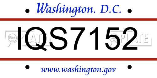 IQS7152 District Of Columbia License Plate