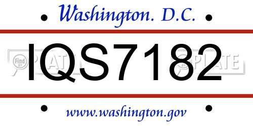 IQS7182 District Of Columbia License Plate