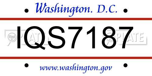 IQS7187 District Of Columbia License Plate