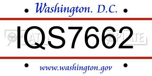 IQS7662 District Of Columbia License Plate