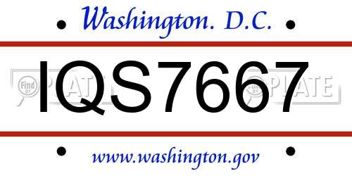 IQS7667 District Of Columbia License Plate