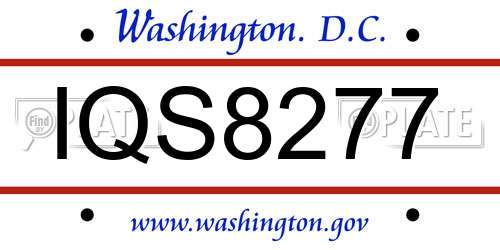 IQS8277 District Of Columbia License Plate