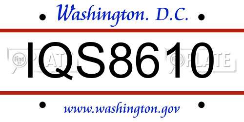 IQS8610 District Of Columbia License Plate