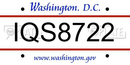 IQS8722 District Of Columbia License Plate