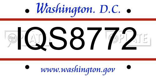 IQS8772 District Of Columbia License Plate