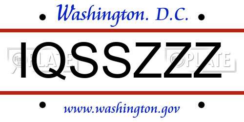 IQSSZZZ District Of Columbia License Plate