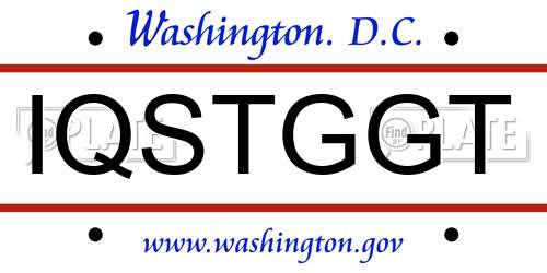 IQSTGGT District Of Columbia License Plate