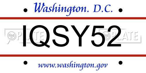 IQSY52 District Of Columbia License Plate
