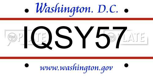 IQSY57 District Of Columbia License Plate