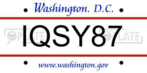 IQSY87 District Of Columbia License Plate