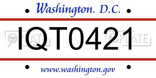 IQT0421 District Of Columbia License Plate